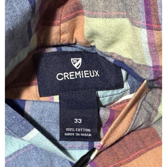 CREMIEUX Mens Bermuda Shorts Reversible Madras / Blue Chambray - Picture 3 of 16
